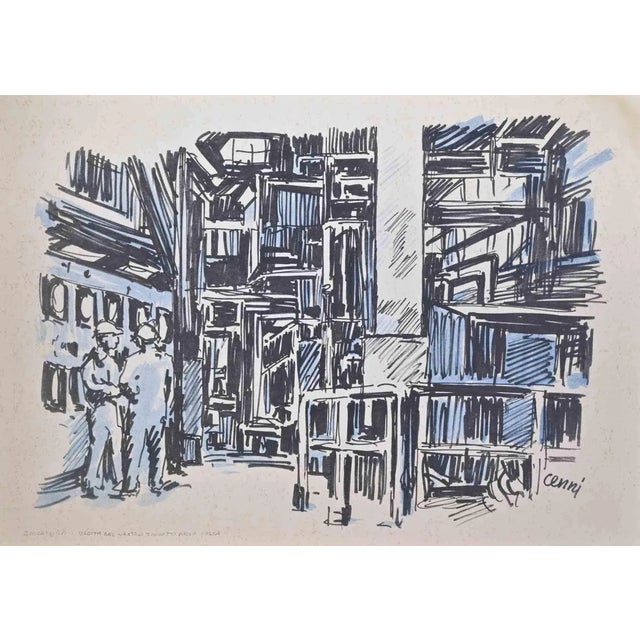 Renato Cenni, Galvanizing, Lithograph, 1970s For Sale