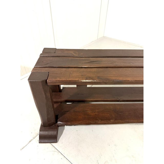 Large Brutalist Oak Bench Wall Table, 1900s For Sale - Image 16 of 18