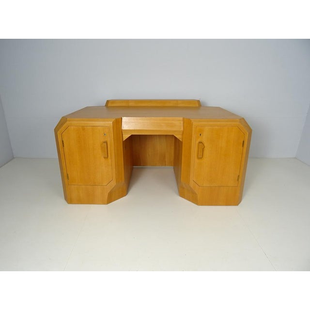 Anthroposophical Desk with Armrest Chair attributed to Felix Kayser, Set of 2 For Sale - Image 17 of 18