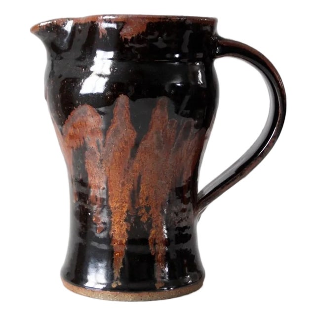 Vintage Rustic Studio Pottery Pitcher For Sale