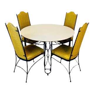 1950s Mid Century Wrought Iron Table and Four Chairs by Lloyd Manufacturing Company a Division of Heywood Wakefield - Set of 5 For Sale