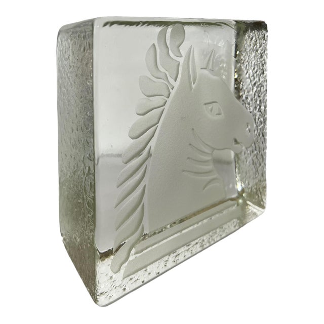 Mid CenturyPair of Etched Ice Block Bookends For Sale - Image 9 of 11