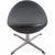Arne Jacobsen Egg stool upholstered in original black aura leather, and with a base of brushed aluminium. The stool is...