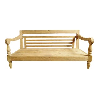 Contemporary Teak Outdoor Club Bench For Sale
