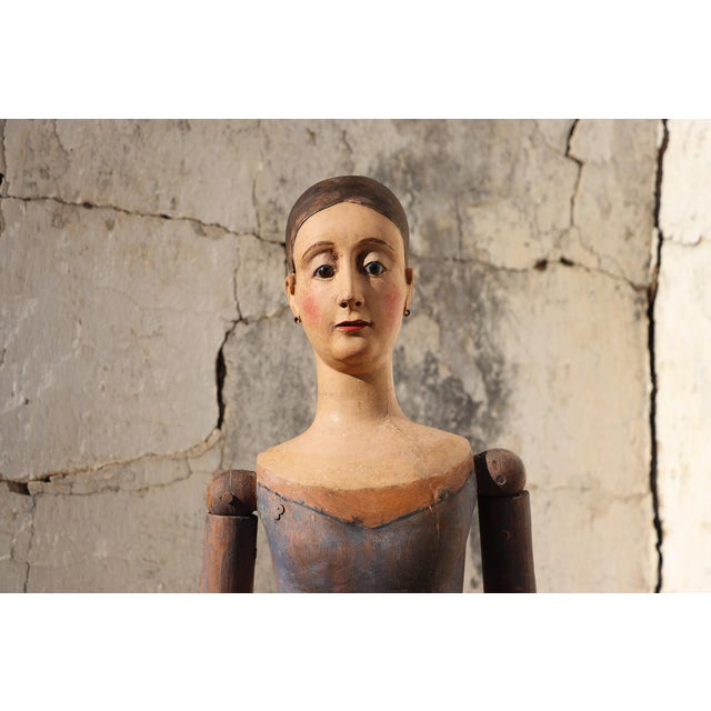 18th Century Portuguese Baroque Santos Cage Doll With Glass Eyes, Virgin, Mannequin For Sale - Image 13 of 18