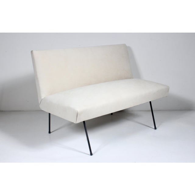 Mid 20th Century Milo Baughman for Pacific Iron Style Suede and Iron Settee For Sale - Image 18 of 18