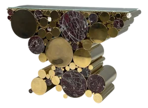 Malabar, Polished Brass, Marble, Wanderlust Console, Portugal, 21st C.