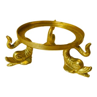 Vintage Italain Gold Metal Dolphin Stand For Sale