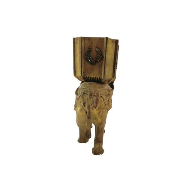 Metal Late 20th Century Folk Art Heavy Brass Elephant Statue Pair, Indian, 8.5"h For Sale - Image 7 of 10