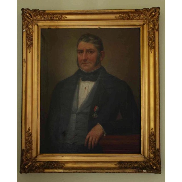 Unknown Artist, Portraits, 1856, Oil on Canvas, Framed, Set of 2 For Sale - Image 4 of 6