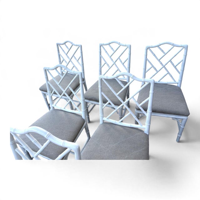 Hollywood Regency Faux-Bamboo Dining Chairs Set of 6 For Sale - Image 3 of 7