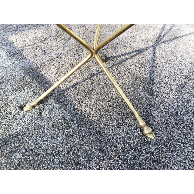 Metal Tripod Glass and Brass Coffee Table, 1970s For Sale - Image 7 of 8
