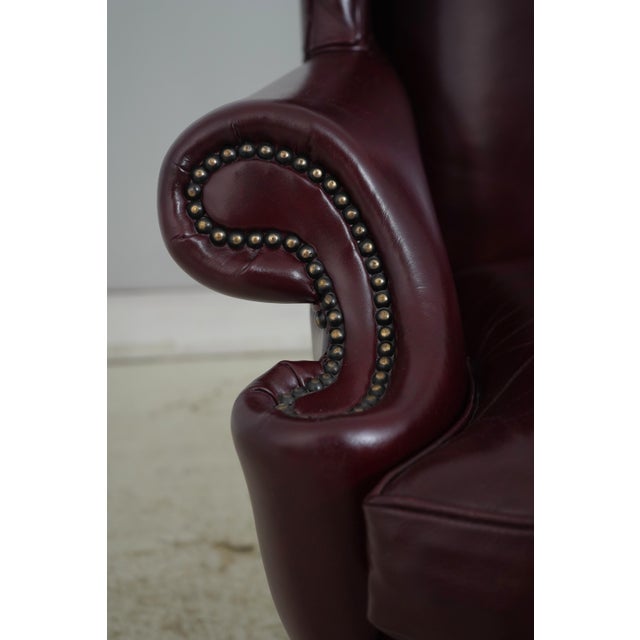 Hancock & Moore Leather Wing Chair & Ottoman For Sale - Image 12 of 18