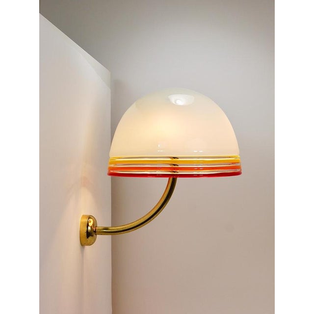 Febo Wall Lamps Sconces in Brass & Murano Glass by Roberto Pamio for Leucos, Italy, 1970s, Set of 2 For Sale - Image 6 of 18