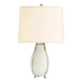 Celadon Glazed Art Pottery Vase Mounted as a Lamp For Sale