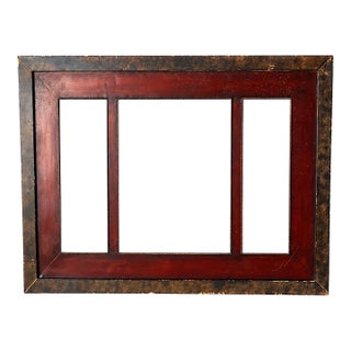 Heavy Metal Three-Opening Canvas Frame With Burgundy and Bronze-Tone Finish For Sale