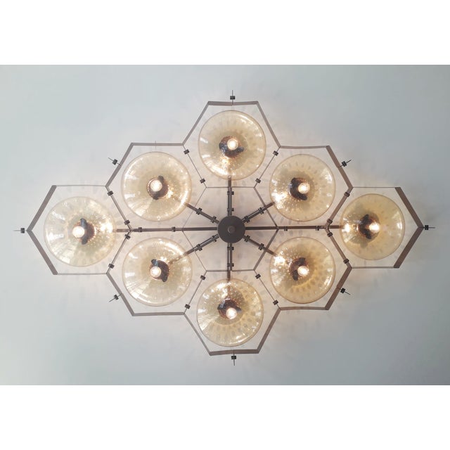 Fabio Ltd 21st Century Beehive Bronze Amber Bubbles Murano Flush Mount by Fabio LTD For Sale - Image 4 of 7