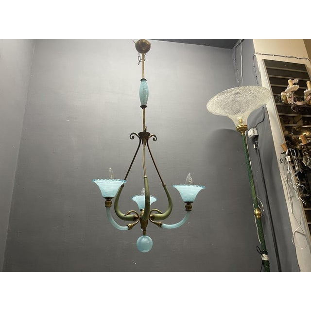 Italian Blue Murano Glass Chandelier, 1950s For Sale - Image 14 of 18