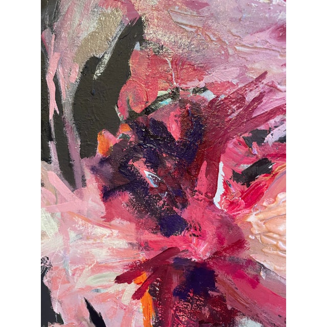 2020s Contemporary Modern Large Floral Pink Abstract 'Jardin Passionné' Original Painting For Sale - Image 5 of 6
