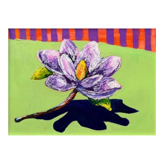 Original Magnolia Flower Painting — Contemporary Botanical Still Life, Bold Color Floral Art on Paper For Sale