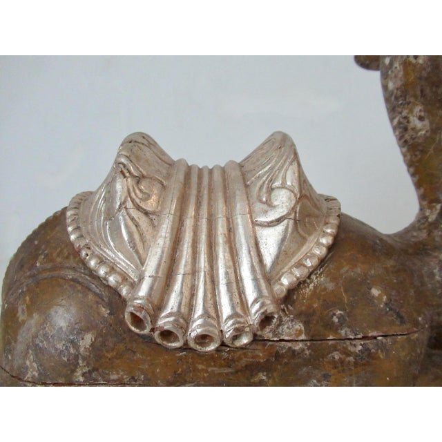 Antique Anglo-Indian Hand-Crafted, Wood-Carved & Gilded Silver Leaf Reposed Camel Accent/Decorstive Piece For Sale - Image 11 of 18