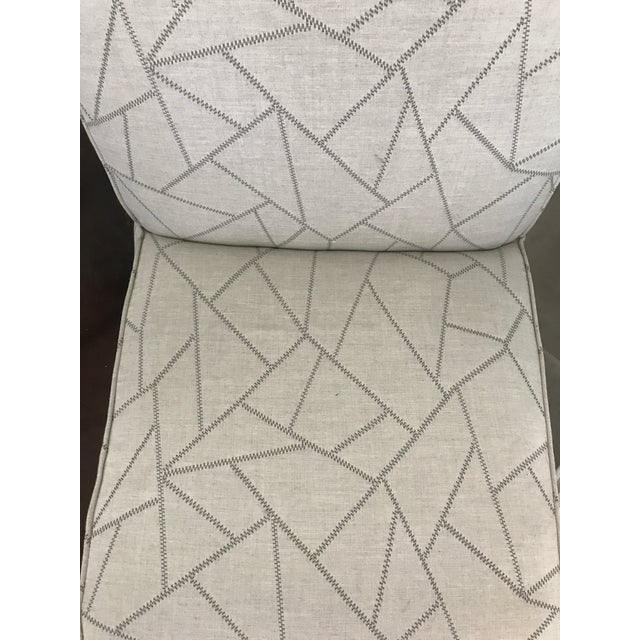 Taupe Custom Upholstered Slipper Chair With Matching Bolster Pillow For Sale - Image 8 of 12