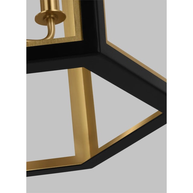 Transitional Alexa Hampton by Visual Comfort Studio Curt Medium Lantern, Midnight Black For Sale - Image 3 of 5