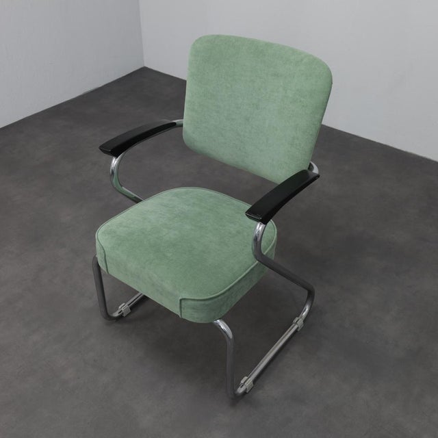 Textile Tubular Steel Armchairs by Paul Schuitema for Fana Metaal, 1950s, Set of 2 For Sale - Image 7 of 10