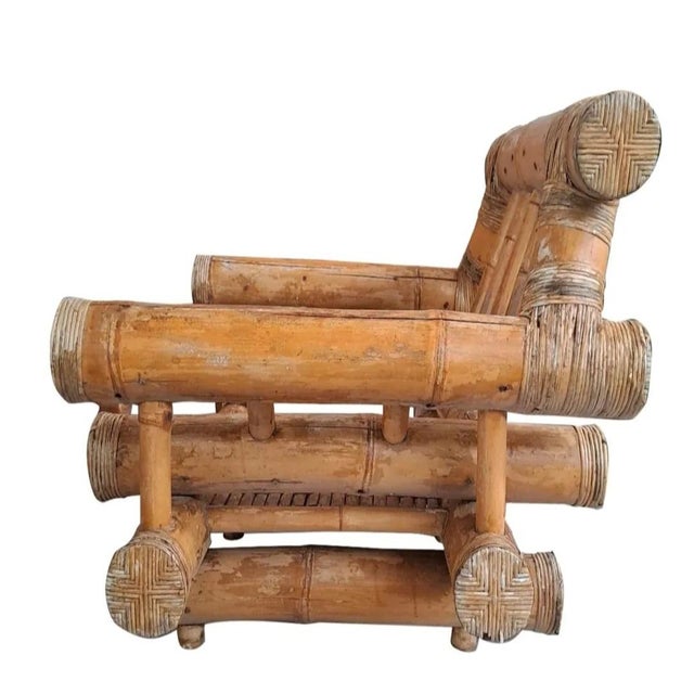 Vintage Bamboo Living Room Set, Italy, 1970s, Set of 4 For Sale - Image 3 of 13