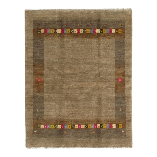 1980s Hand-Knotted Persian Gabbeh Rug With Decorative Borders 5'0" X 6'4" For Sale