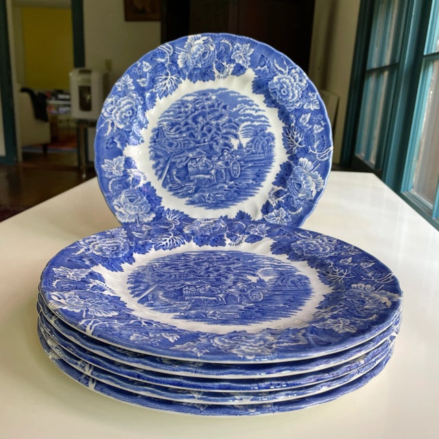 English 90's Wood & Sons English Dinner Plates- Set of 6 For Sale - Image 3 of 9