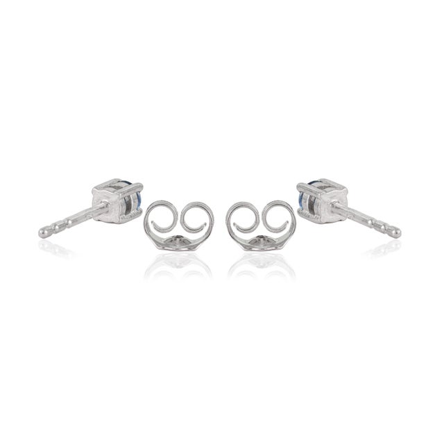 Classic Tiny Round Blue Sapphire Stud Earrings in 925 Silver for Everyday Wear - A Pair For Sale - Image 9 of 13