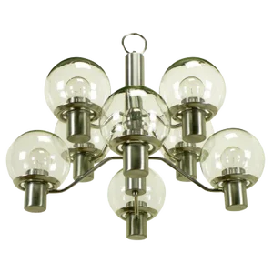 Lightolier Spun Aluminum Eight-Light Modernist Chandelier