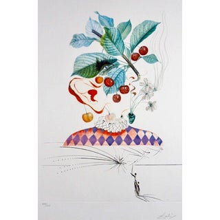 1960s Dali FlorDali/Les Fruits Cherries Hand Signed Numbered Etching Surreal Art For Sale