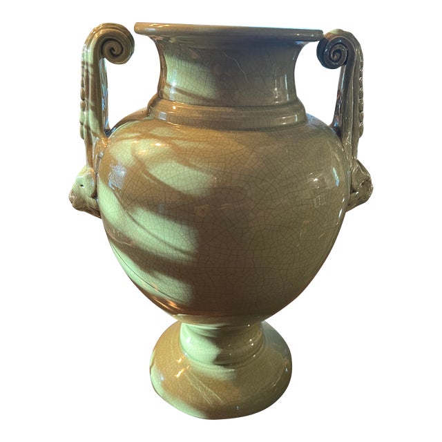 1980s Green Urn Vase For Sale