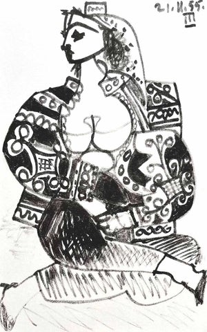 1960s Picasso Sketchbook Carnet De La Californie Lithograph 3 Dated 21/11/1955