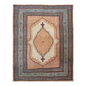 Finely Woven Cream Background Color Classic Floral Medallion Motif Antique Late 19th Century Persian Tabriz Haji Jalili Rug