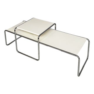 Italian Modern Laccio Coffee Tables in White Laminate attributed to Marcel Breuer for Gavina, 1970s, Set of 2 For Sale