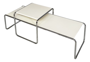 Italian Modern Laccio Coffee Tables in White Laminate attributed to Marcel Breuer for Gavina, 1970s, Set of 2