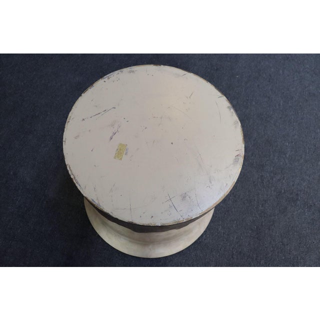 Vintage Maitland Smith Drum Accent Table in Tessellated Stone With Brass Inlay For Sale - Image 12 of 12