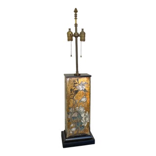 1930s Art Deco Verre Eglomise Lamp With Chinoiserie Motif For Sale
