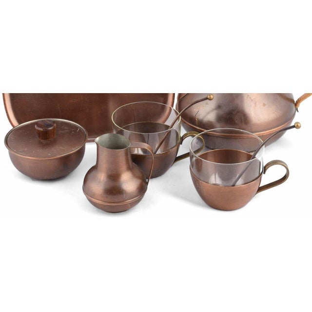 Tea Set is an original artwork realized in the 1950s. Original copper and glass. Handmade in Germany by Harald Buchrucker....