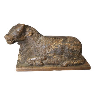 19th Century Sacred Cow in Carved Wood, India, 1800s For Sale