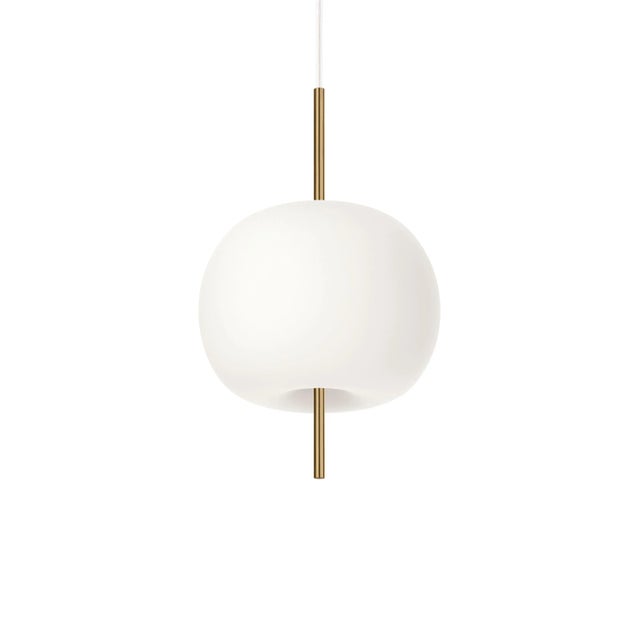Small 'Kushi' Opaline Glass and Brass Suspension Lamp for Kdln For Sale - Image 13 of 13