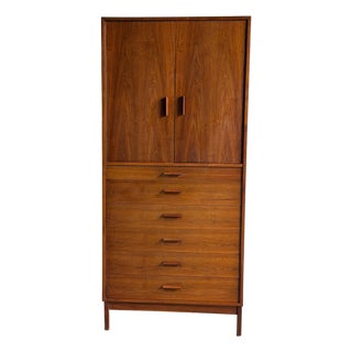 Mid 20th Century In Style of Richard Artschwager Walnut Gentleman’s Chest Mid Century Modern Tall Dresser Cabinet For Sale