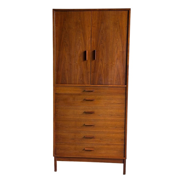 Mid 20th Century In Style of Richard Artschwager Walnut Gentleman’s Chest Mid Century Modern Tall Dresser Cabinet For Sale