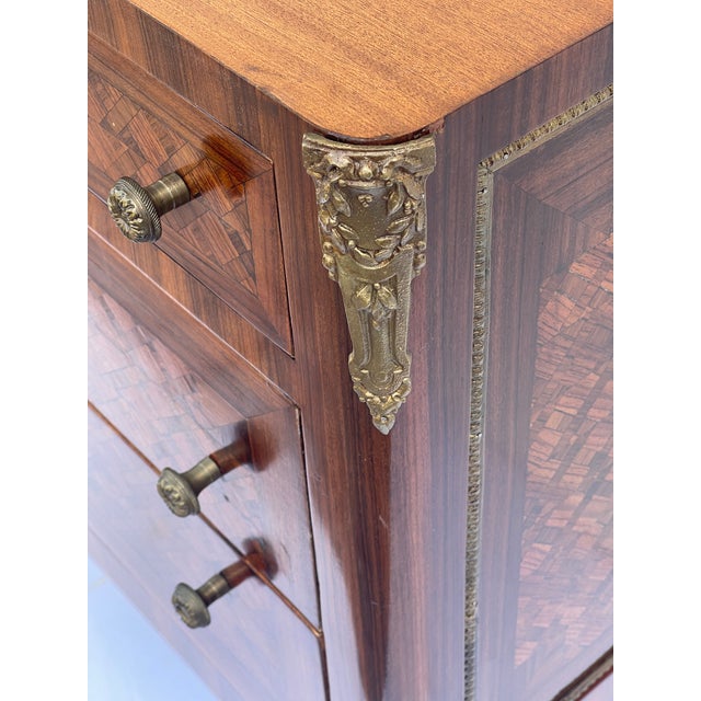 Antique French Louis XVI Style Commode Chest of Drawers With Beautiful Marquetry For Sale - Image 11 of 14