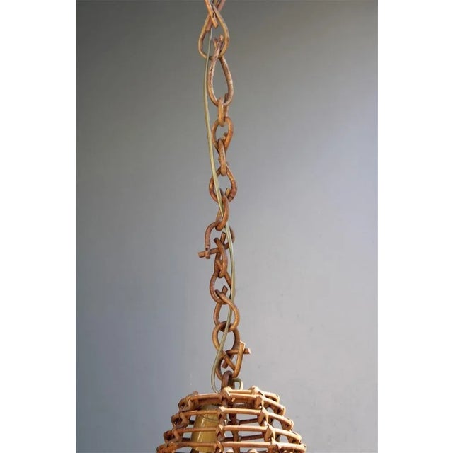 Wood Italian Bamboo Suspension Lamp, 1960s For Sale - Image 7 of 9
