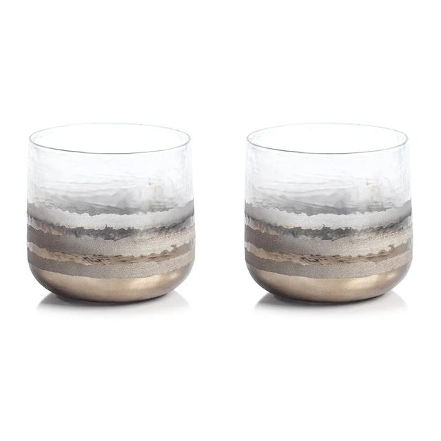 Lucia Smoky Glass Hurricanes, Set of 2 For Sale - Image 4 of 4