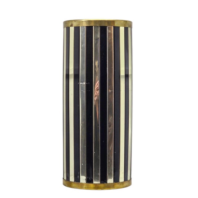 Mid-Century Modern enamel & metal umbrella stand by Siva Poggibonsi, Italy. The item is in fairly good condition, some...